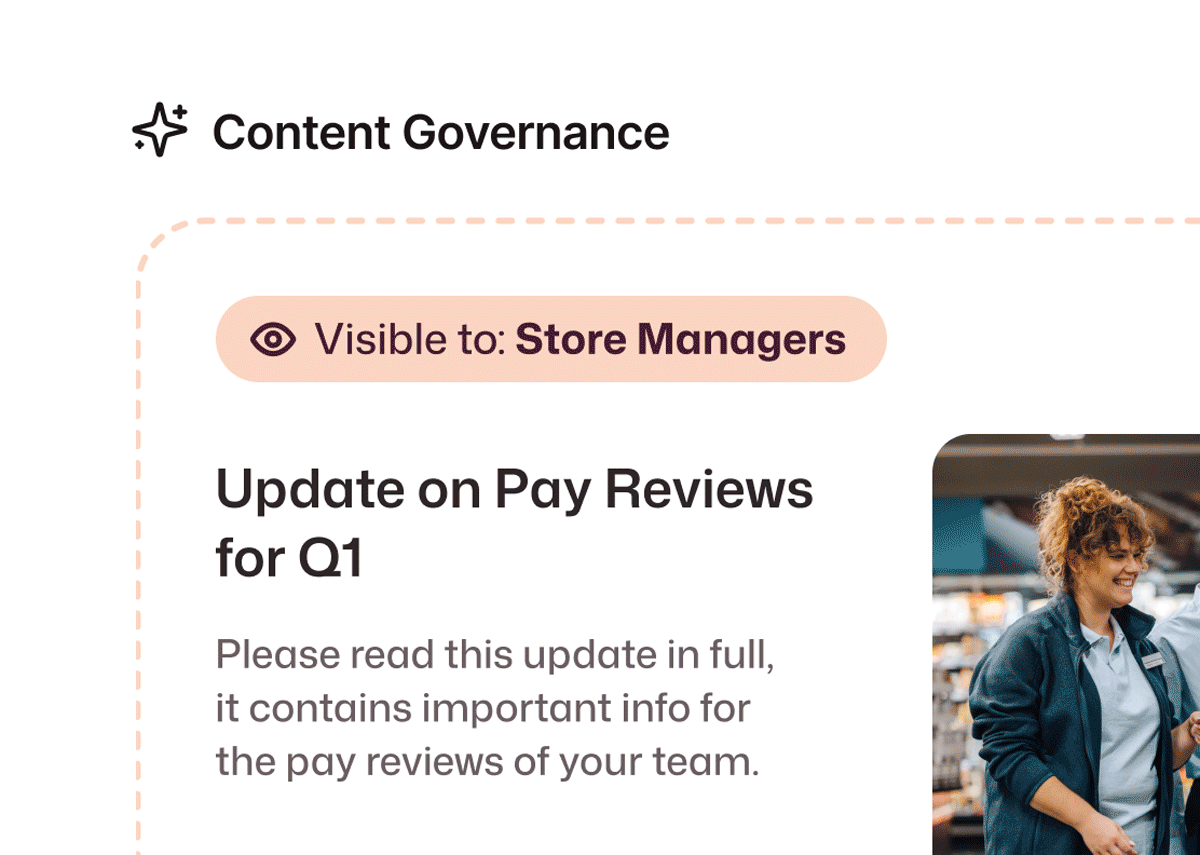 GIF showing the AI features embedded within Interact including auto-translate and content governance.
