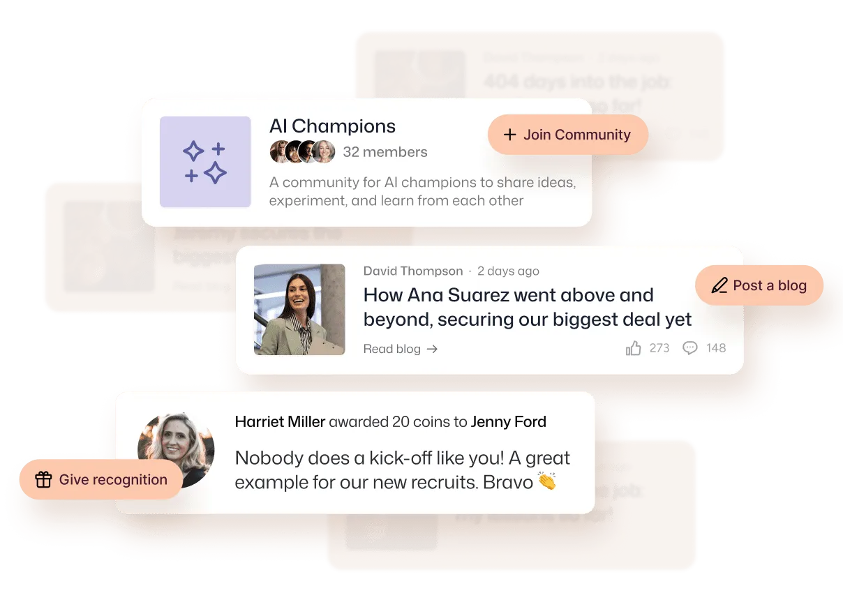 Interact aids building a positive workplace culture with an AI Champions community, a blog spotlighting Ana Suarez, and Harriet Miller recognizing Jenny Ford.