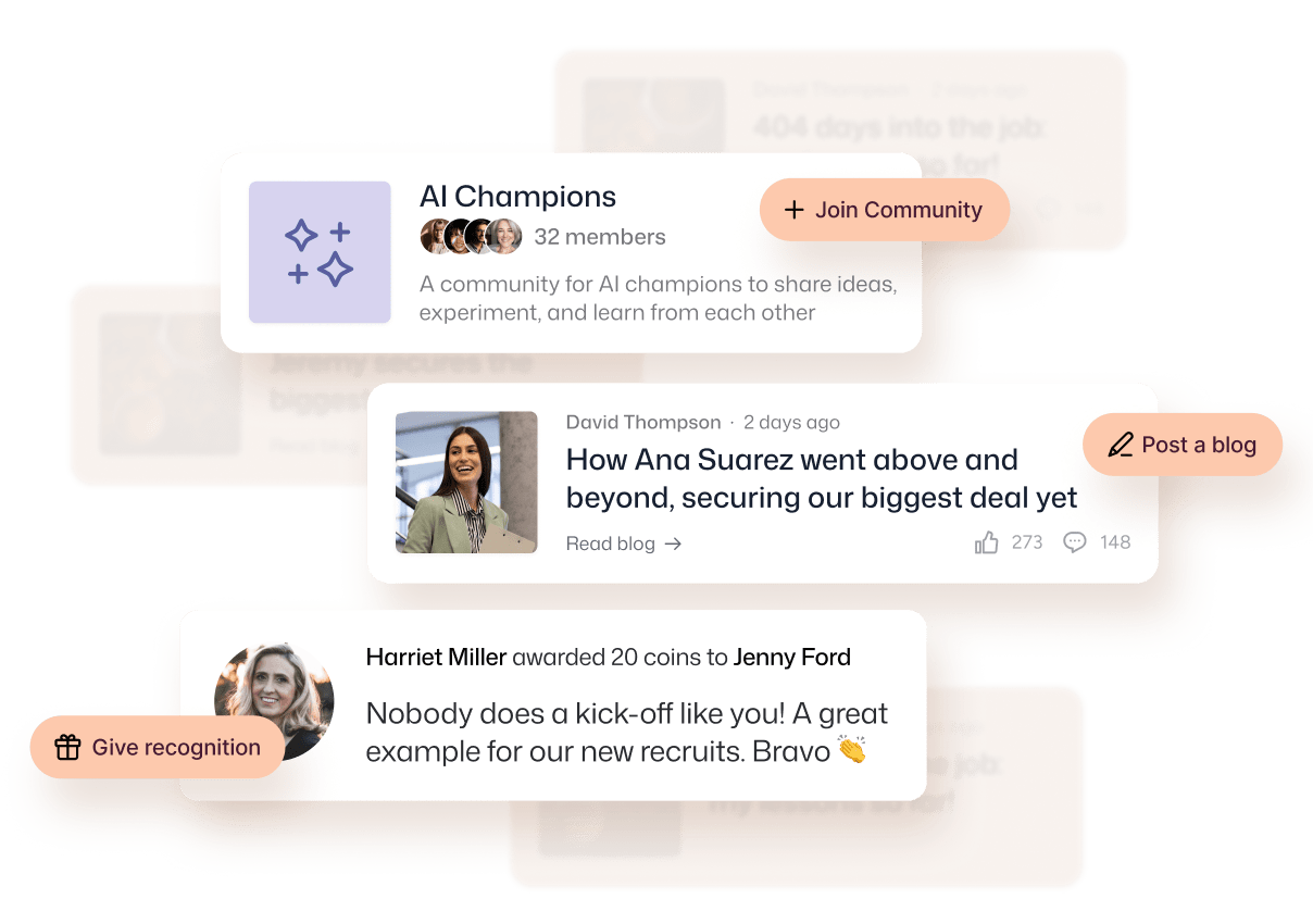 Interact aids building a positive workplace culture with an AI Champions community, a blog spotlighting Ana Suarez, and Harriet Miller recognizing Jenny Ford.