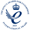 The King's Awards for Enterprise 2025 badge in the International Trade category, awarded to Interact in recognition of outstanding global business achievement.