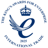 The King's Awards for Enterprise 2025 badge in the International Trade category, awarded to Interact in recognition of outstanding global business achievement.
