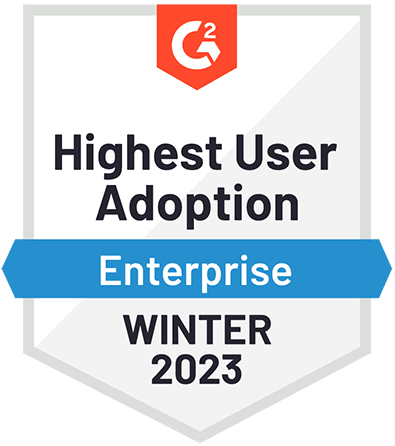 G2 Higher User Adoption award image.