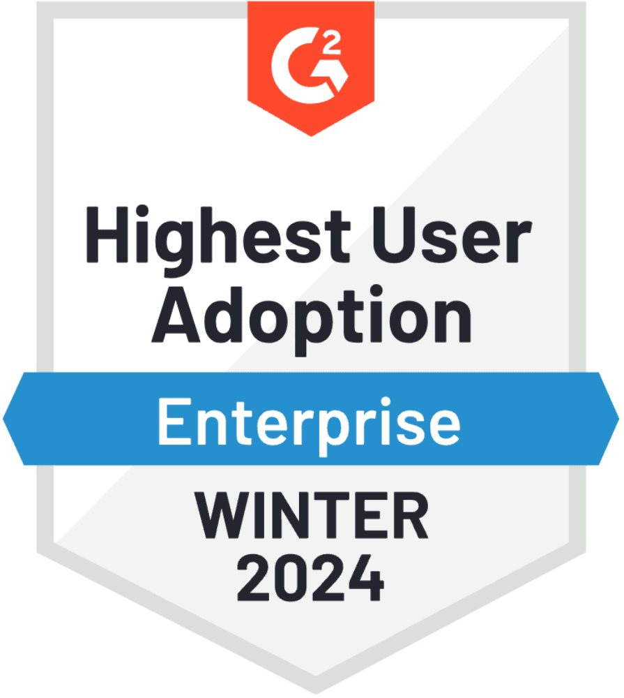 G2 Higher User Adoption award image.