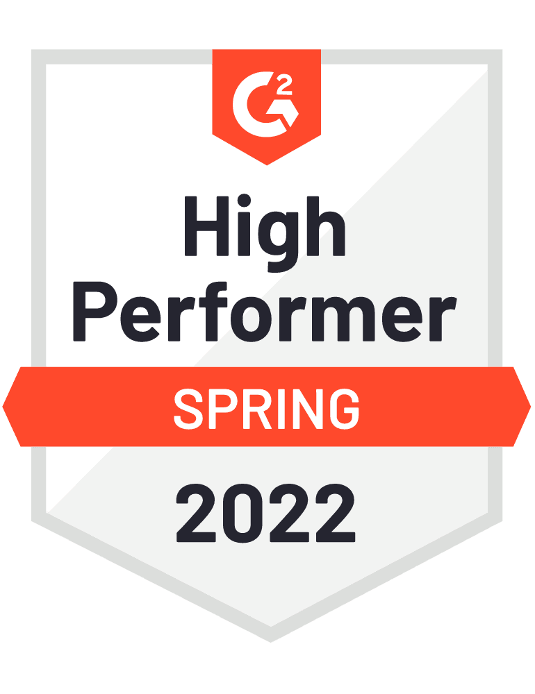 G2 High performer Enterprize - Fall 2021 award image.