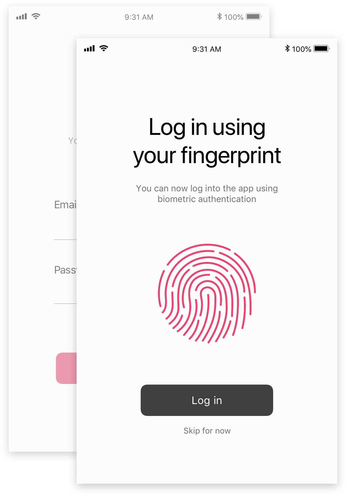 Fingerprint Authentication on mobile screenshot