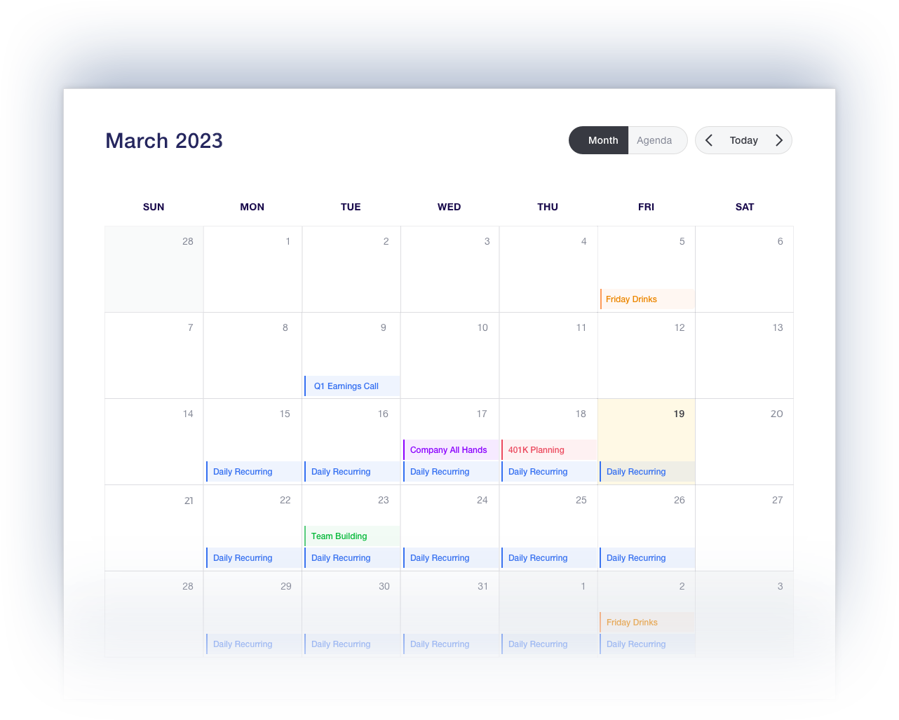 MS Calendar Screenshot.