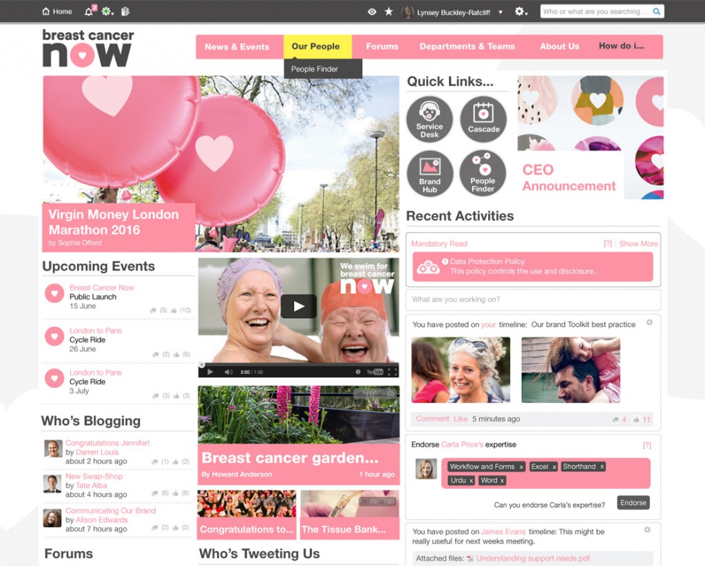 Intranet Ideas from 2015 Intranet Award Winners Breast Cancer Now