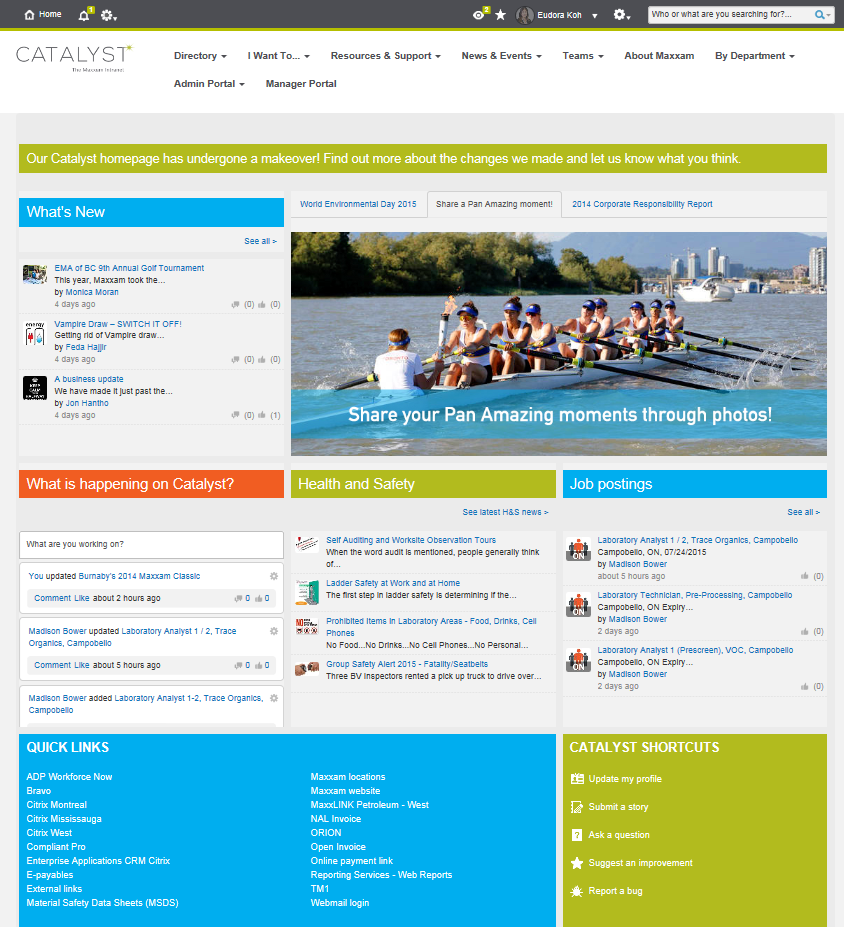 An ugly intranet homepage is hard to love_Maxxam new