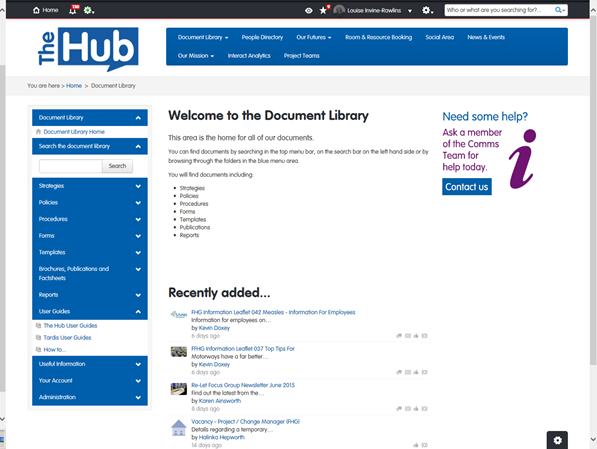 How to use your intranet to support your business change process_document library