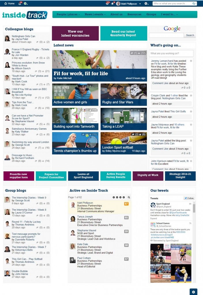 Sport England_1: 7 of the best intranet examples guaranteed to improve employee engagement
