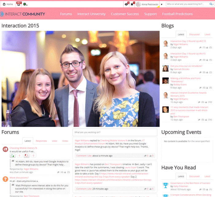 9 engaging intranet design examples (beyond the homepage) Interact Community Think Pink