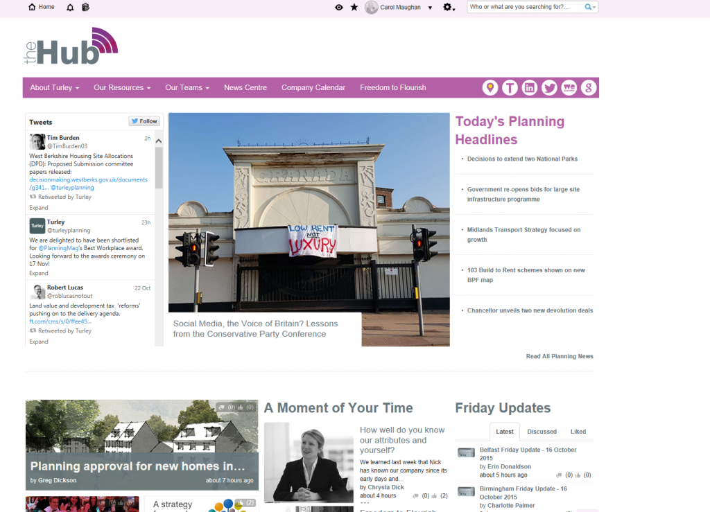 9 engaging intranet design examples (beyond the homepage) Turley purple