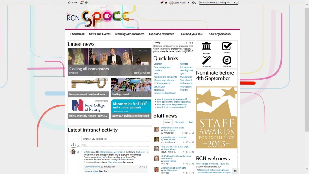9 engaging intranet design examples (beyond the homepage) Your RCN Space