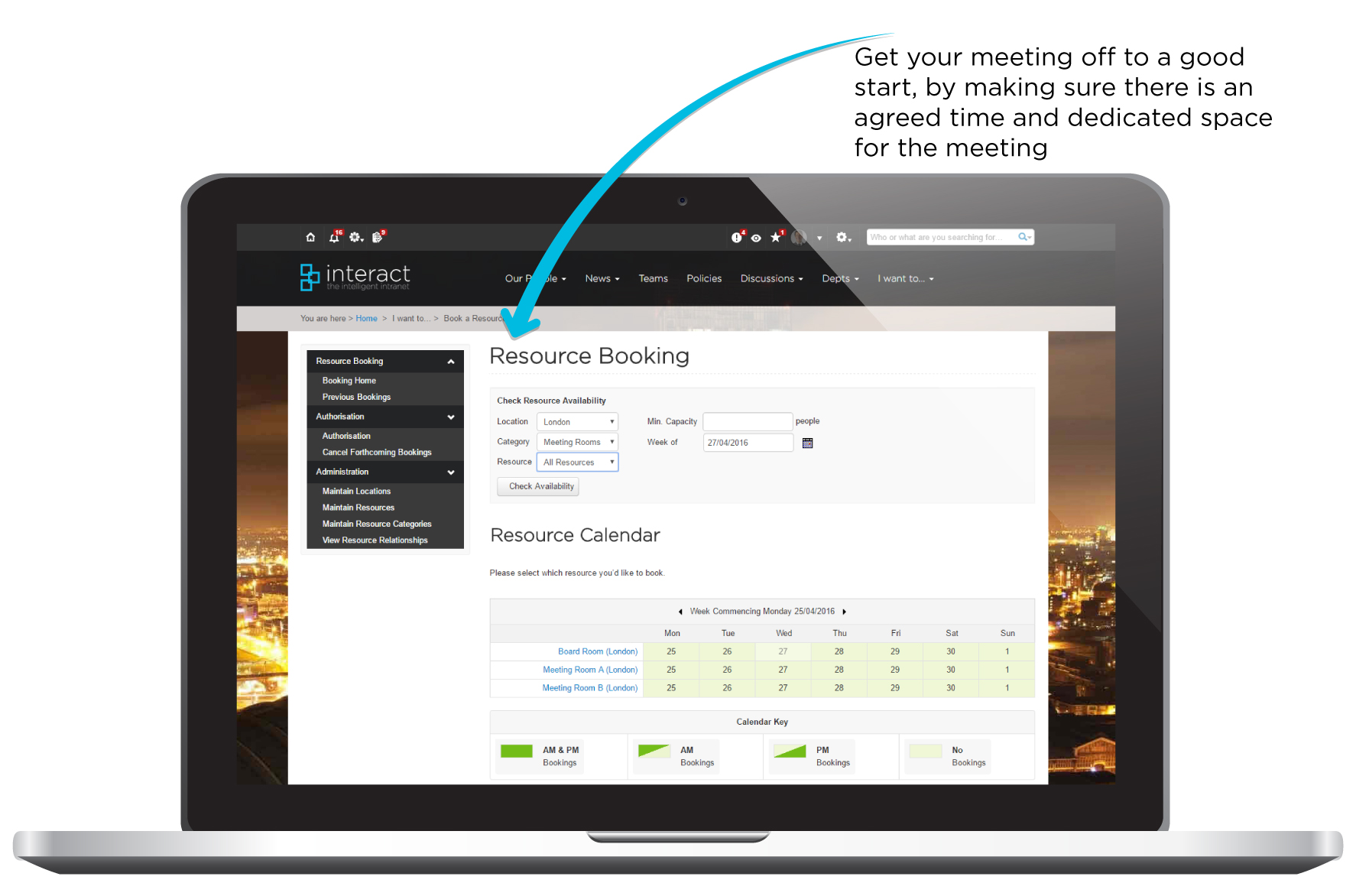 Room and resource booking interact