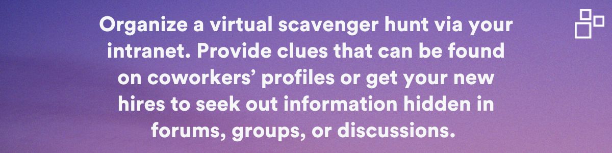 virtual scavenger hunt to welcome new employees quote