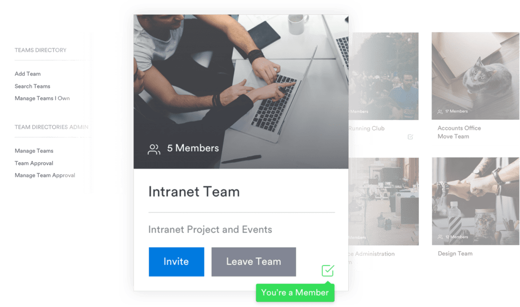 intranet team area design