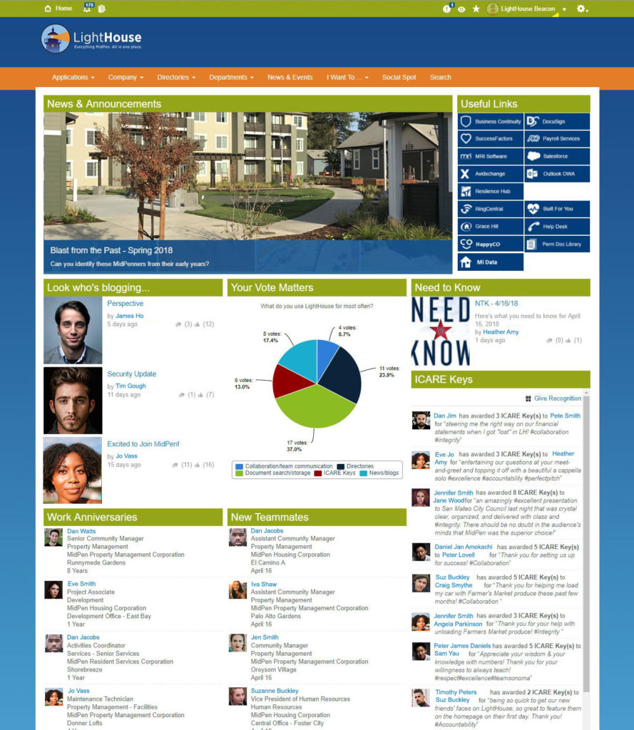 MidPen Housing intranet Lighthouse homepage