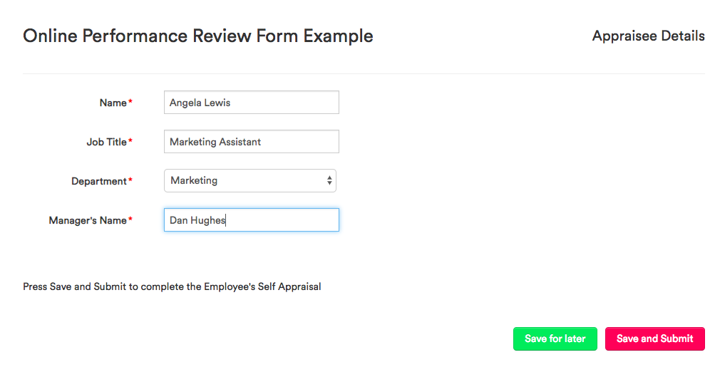 Performance review form