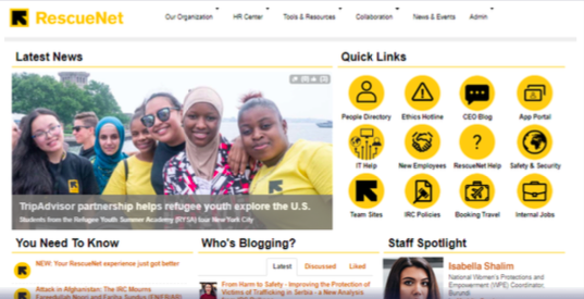 employee spotlights on IRC intranet homepage