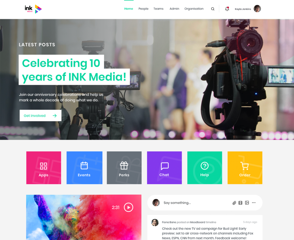 media intranet homepage design example