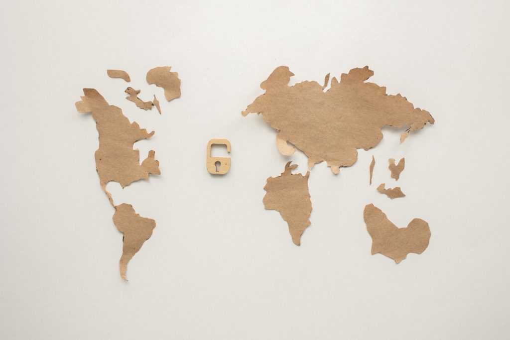 world map in paper