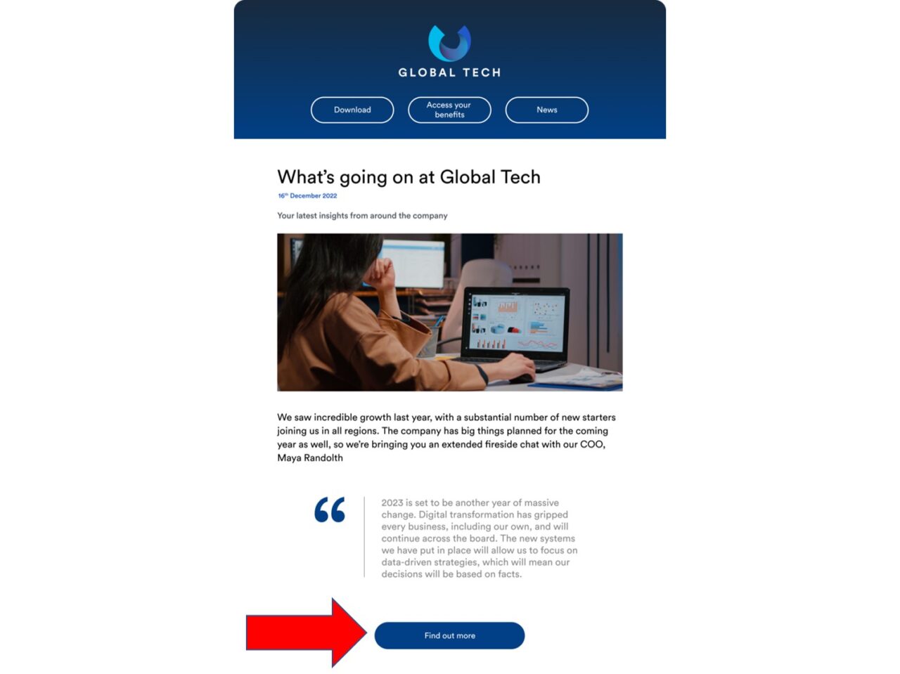 email newsletter CTA example