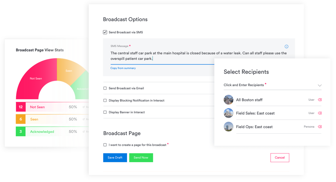 intranet broadcast feature employee notifications
