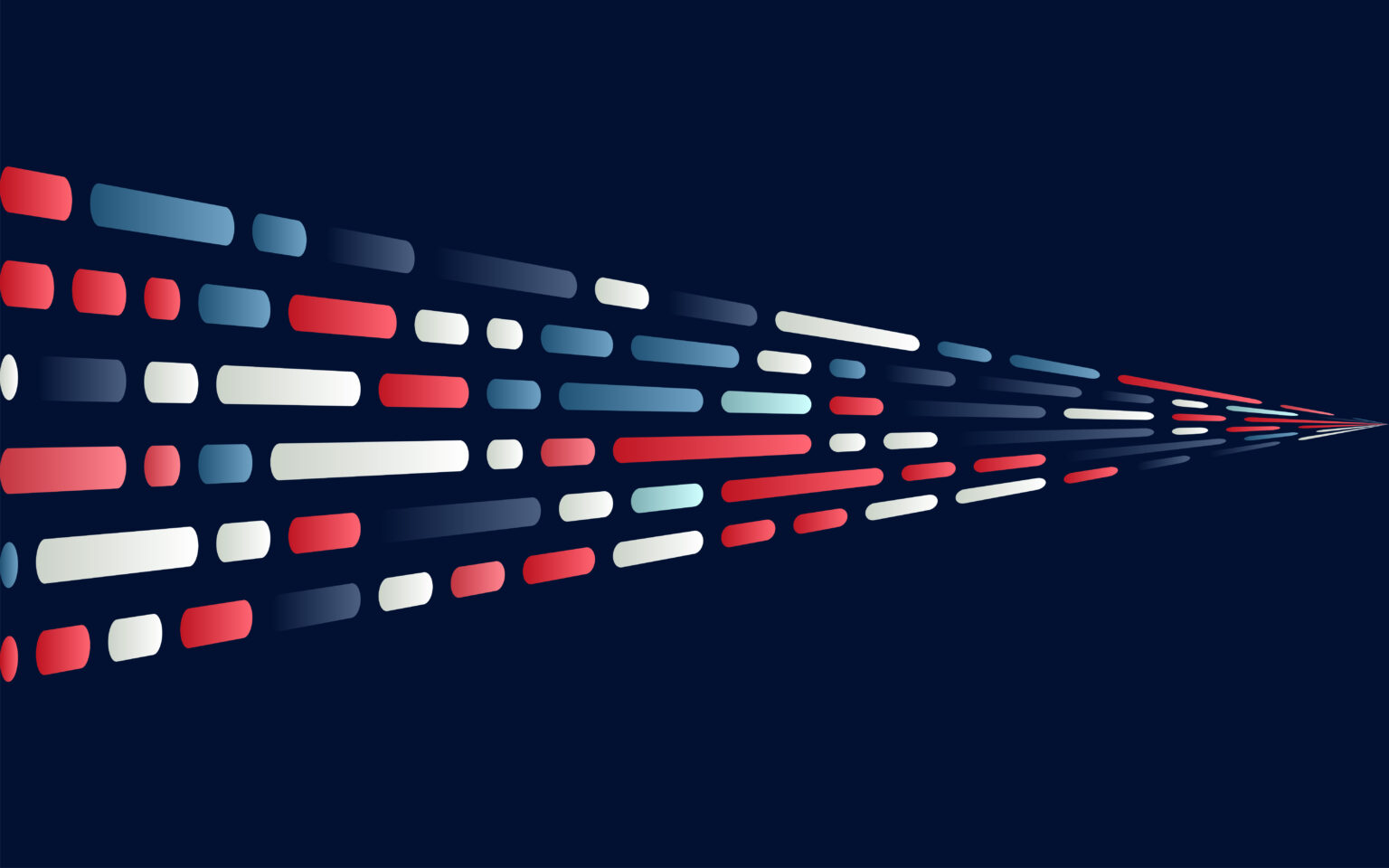 A digital image of various shapes traveling into a narrow point representing the consolidation of apps and digital tools