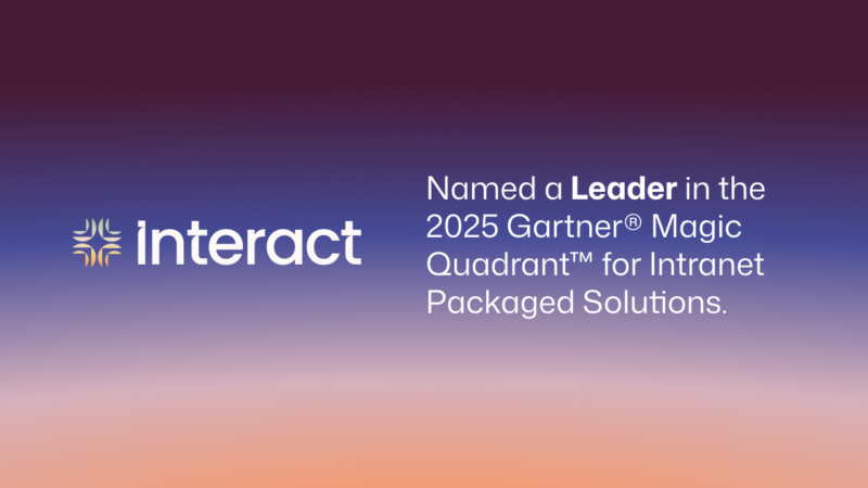 Thumbnail for Interact named a leader for intranet packaged solutions: A modern intranet for enterprises
