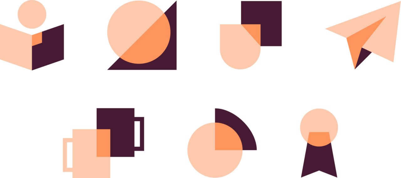 Graphics symbolizing 7 elements an employee experience platform should have: Community, recognition, alignment, knowledge, self-service, tool access, and communication.