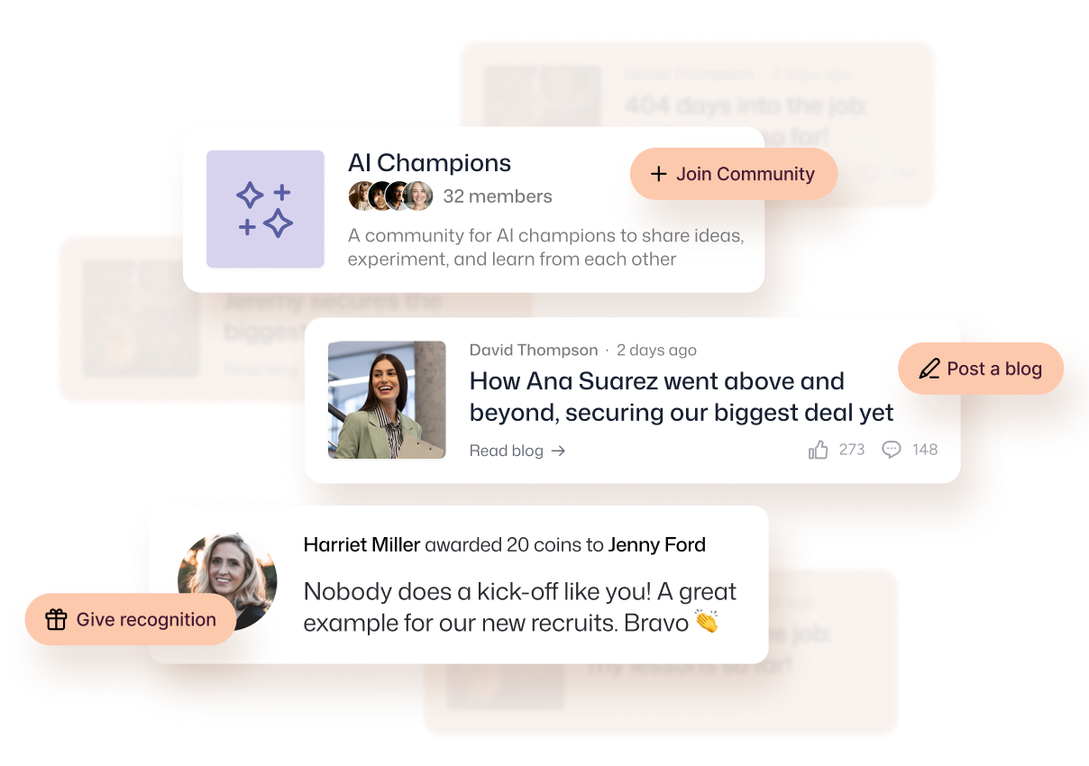Interact aids building a positive workplace culture with an AI Champions community, a blog spotlighting Ana Suarez, and Harriet Miller recognizing Jenny Ford.