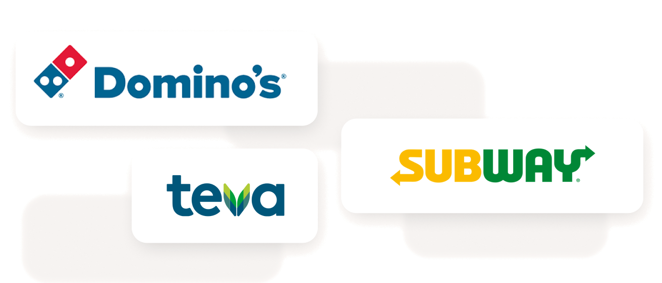 Domino’s, Teva and Subway logos